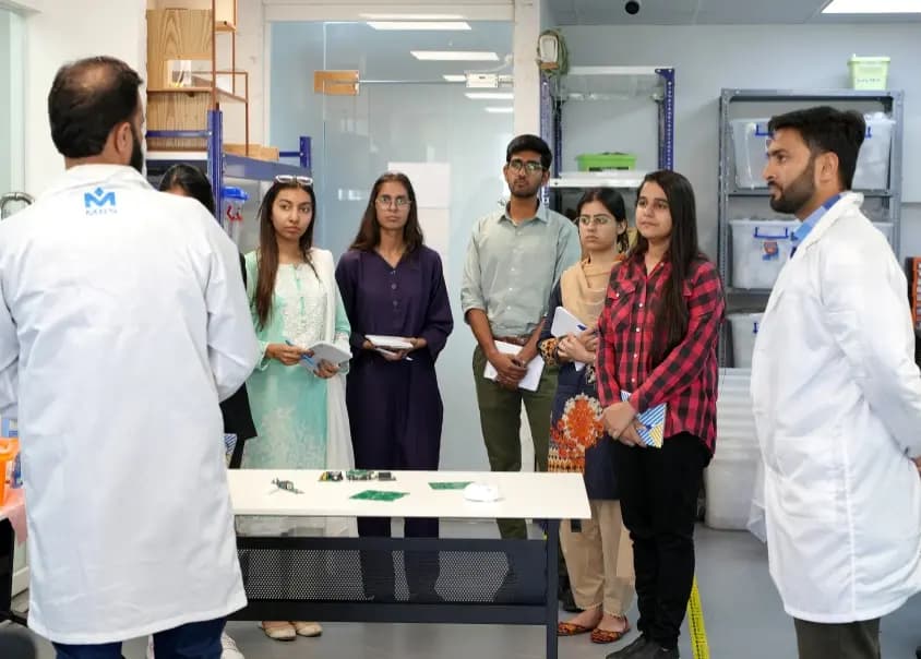 Emad Majeed (Head of Operations) is giving a tour of the Hardware Lab - MRS Summers Internship Program | MRS Technologies Pakistan