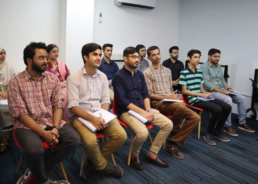 Interns from the 2022 program attending a workshop - MRS Summers Internship Program | MRS Technologies Pakistan