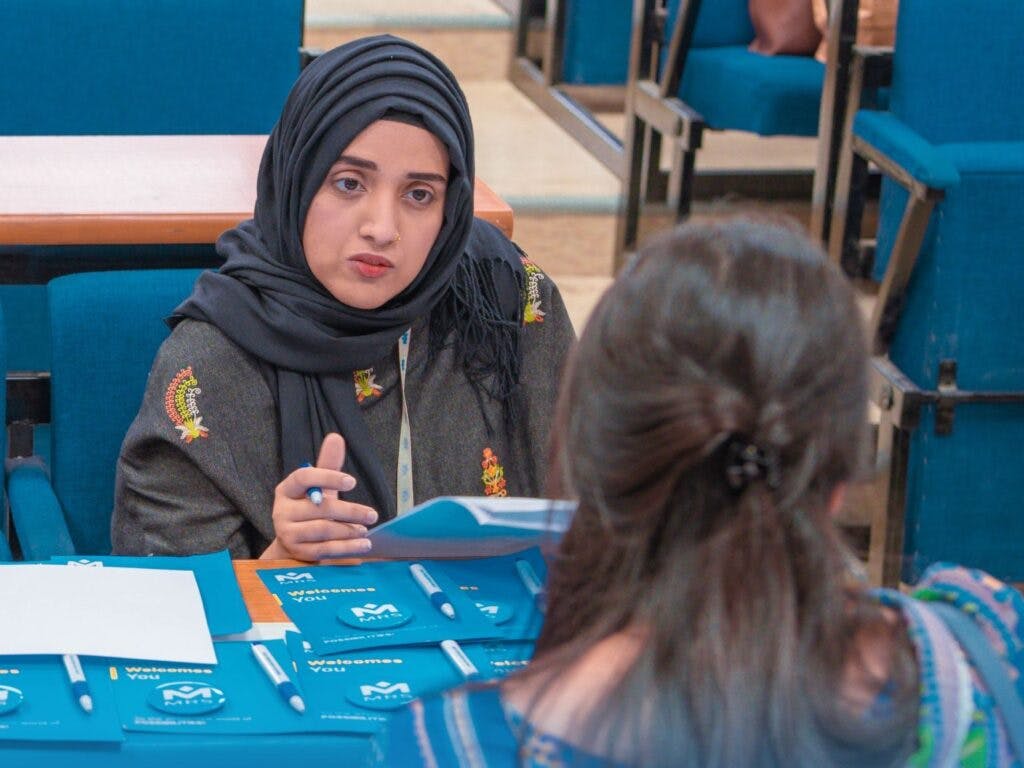 Naila Farooq engages with a candidate at Fast Job Fair 2023 | MRS Technologies